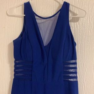 Nightway midnight blue midi cutout sheer dress, 4